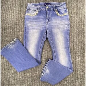 Westfield Eagle Bootcut Jeans Womens 15 Blue Embroidered Y2K Western Cowgirl